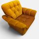Vintage lounge chair on wheels in golden mustard corduroy 70s