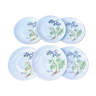 Set of 6 plates in white porcelain botanical pattern