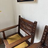 Paire de fauteuils style espagnol bois sculpté 1900