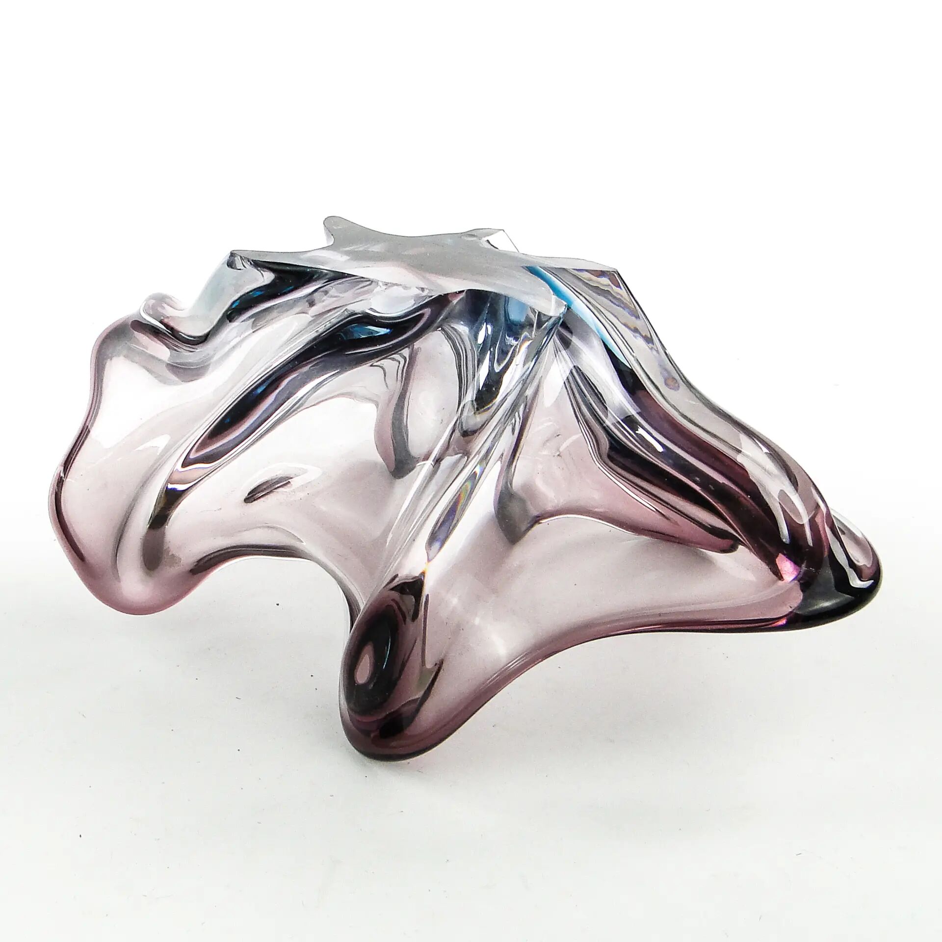Sommerso bowl, mid-century modern, purple glass, Murano, Italy, 1950s
