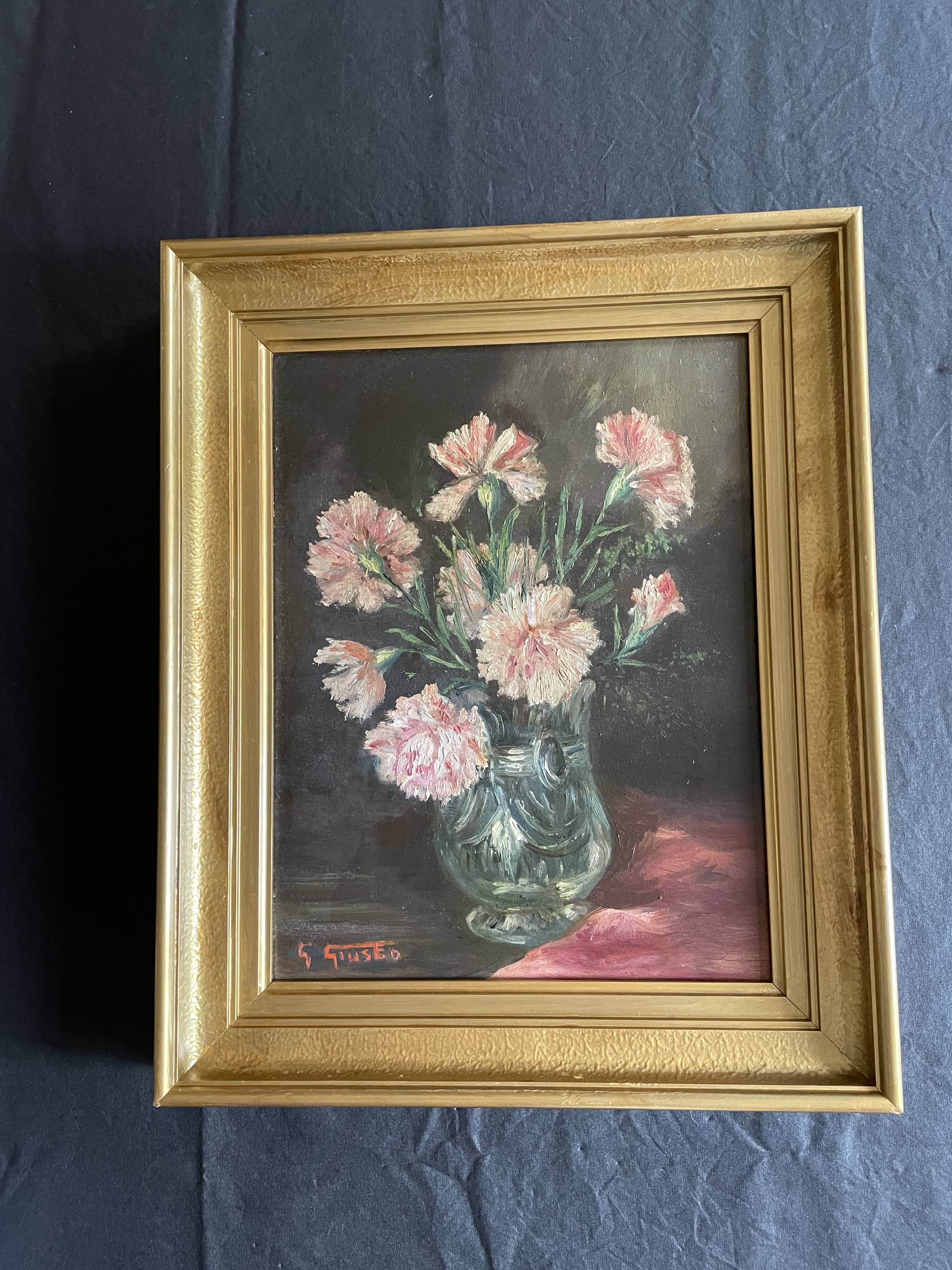 Huile sur bois bouquet