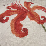 Vintage Handmade Red Flower Wool Cushion Cover- 35x35cm