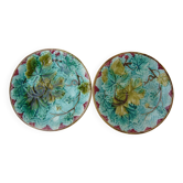 2 vine leaf plates in French majolica Onnaing,