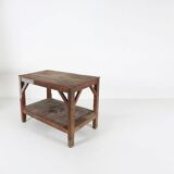 French industrial console table in solid wood, 1920s
