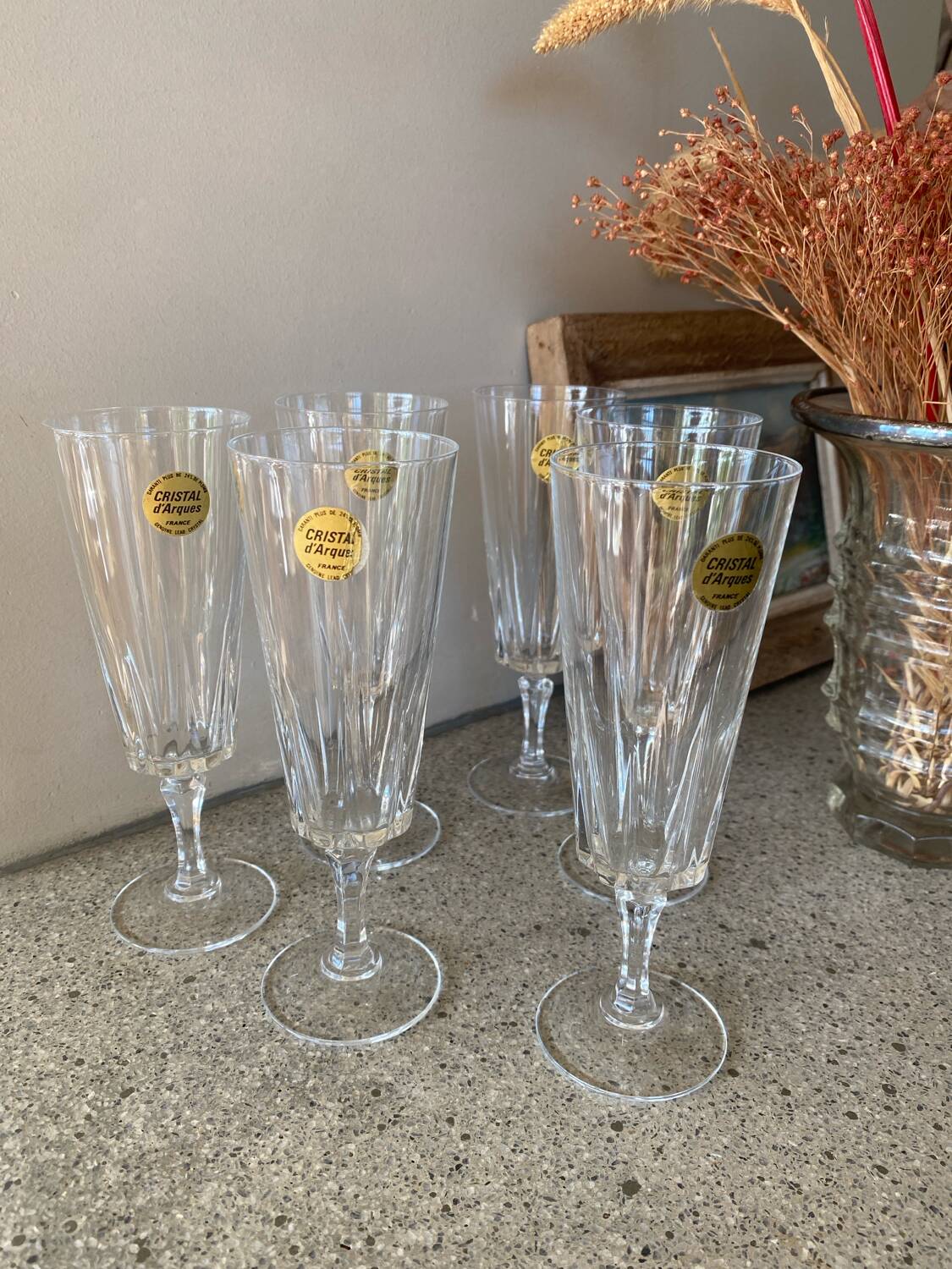 6 flûtes Cristal d’Arques modèle Versaille