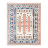 Tapis persan vintage rose poudré et bleu doux, 166x209 cm