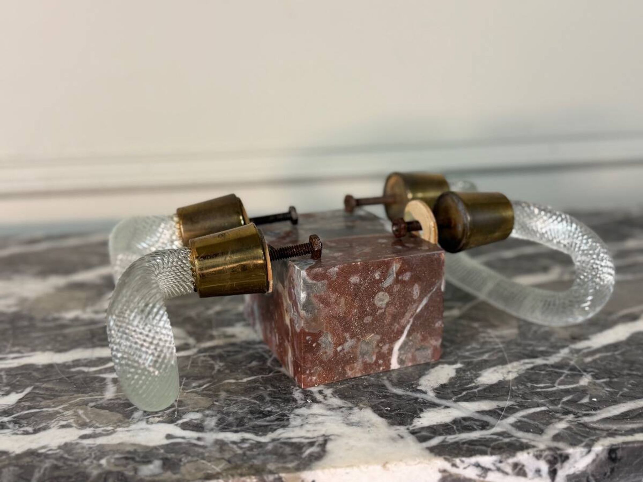 Pair of Murano glass and brass handles, Venice circa 1930