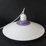Dansk design white/purple 1980s pendant lamp by Danish Jeka Metaltryk