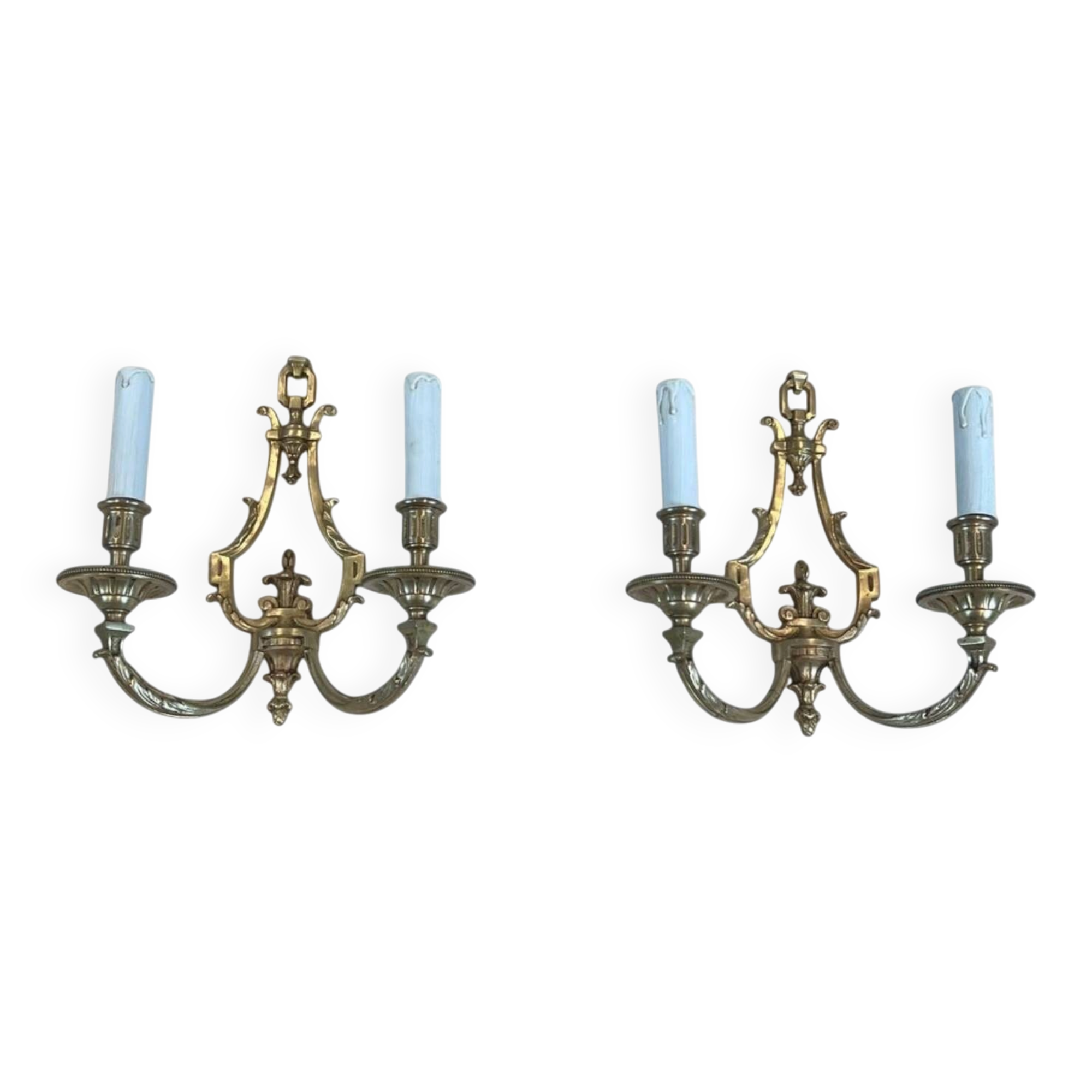 Pair of Bronze Wall Lights in Louis XVI Style by Lucien Gau