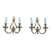Pair of Bronze Wall Lights in Louis XVI Style by Lucien Gau
