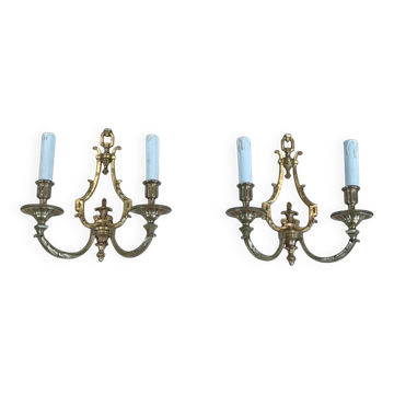Paire d'Appliques en Bronze de Style Louis XVI de Lucien Gau