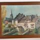 Painting on wood of a countryside village, Creuse