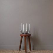 bougeoir chandelier candélabre en aluminium métal argenté objet de décoration scandinave