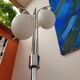 Lampadaire chromé à trois branches globes en opaline, années 70