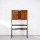 Midcentury Italian Freestanding Modular Bookshelf In Teak And Brass