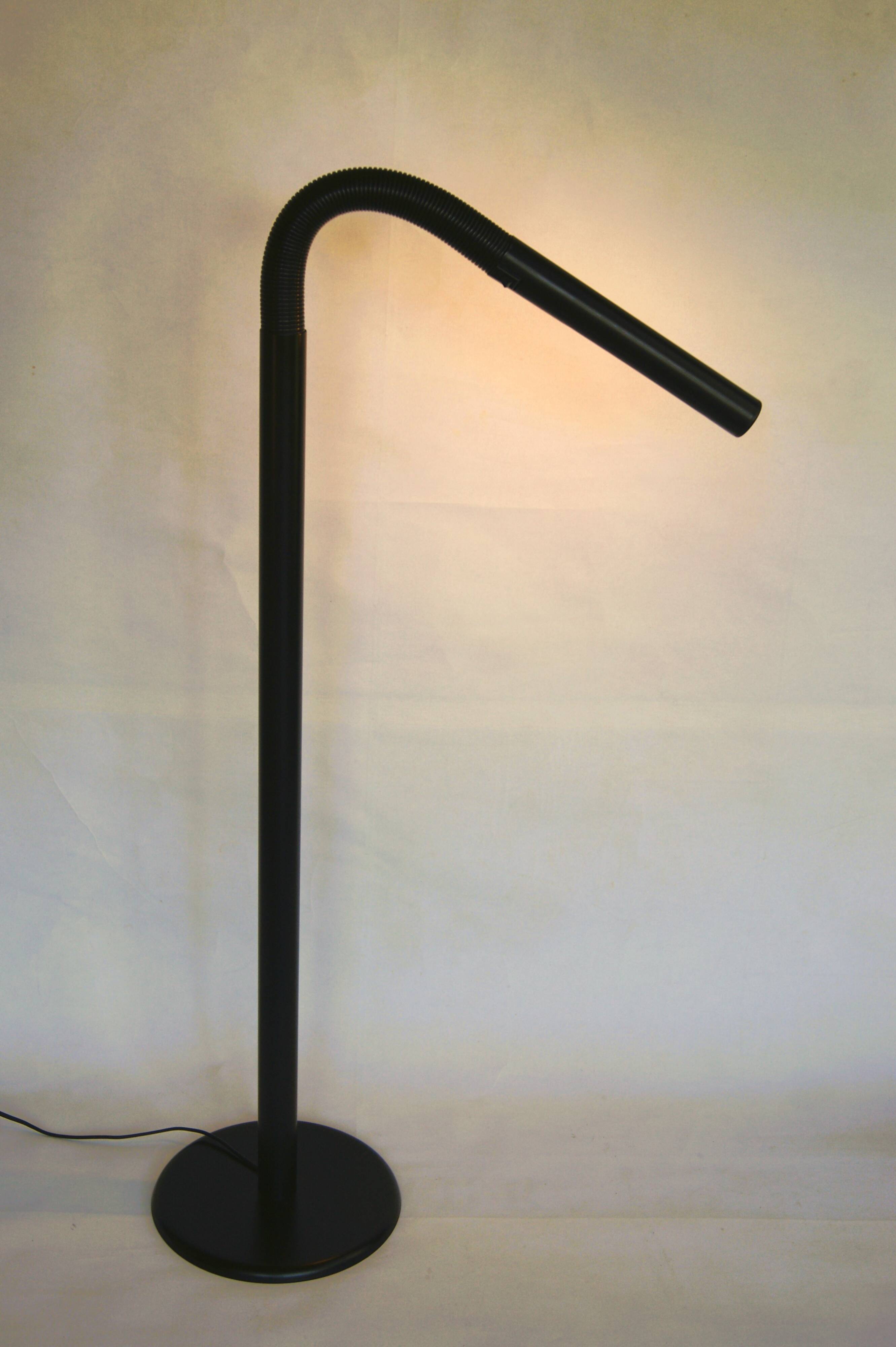 Rare black bendy tube floor lamp from LYFA Denmark - Star War era design late 1970s.