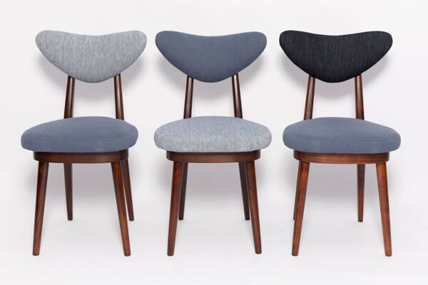 Chaise cœur en denim bleu clair et bleu foncé, Europe, années 1960