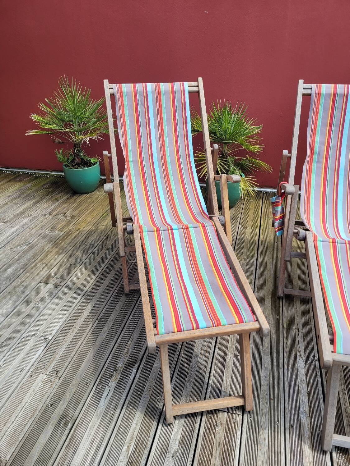 Pair of Roland Vlaemynck bayadere canvas loafers