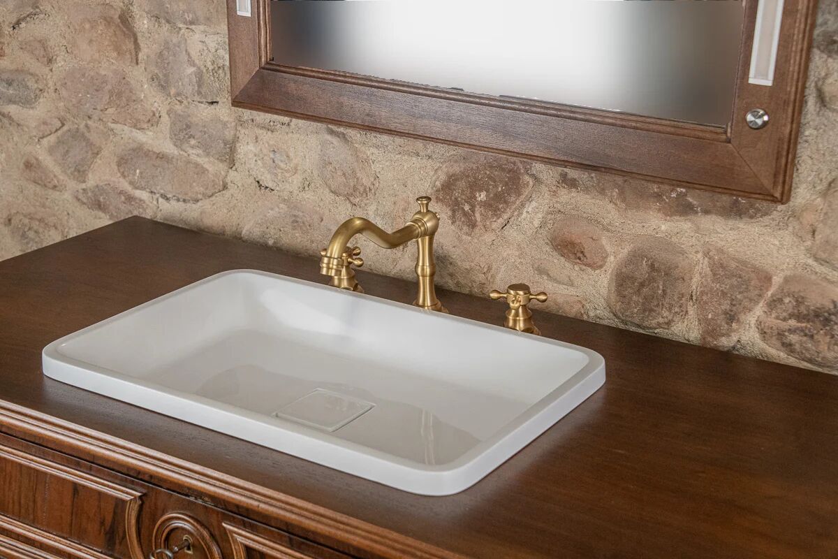 Meuble vasque Louis-Philippe en noyer & miroir LED assorti