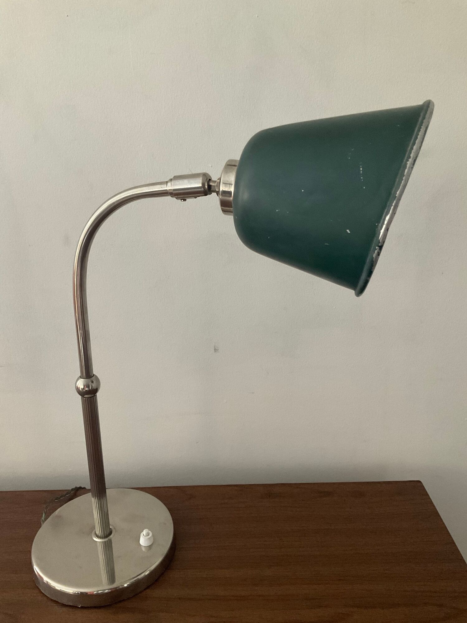 Lampe industrielle années 40-50 en laiton et aluminium