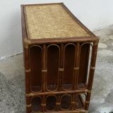 Vintage 1960s wooden and rattan storage coffee table
