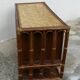 Table basse à rangements bois et rotin vintage 1960
