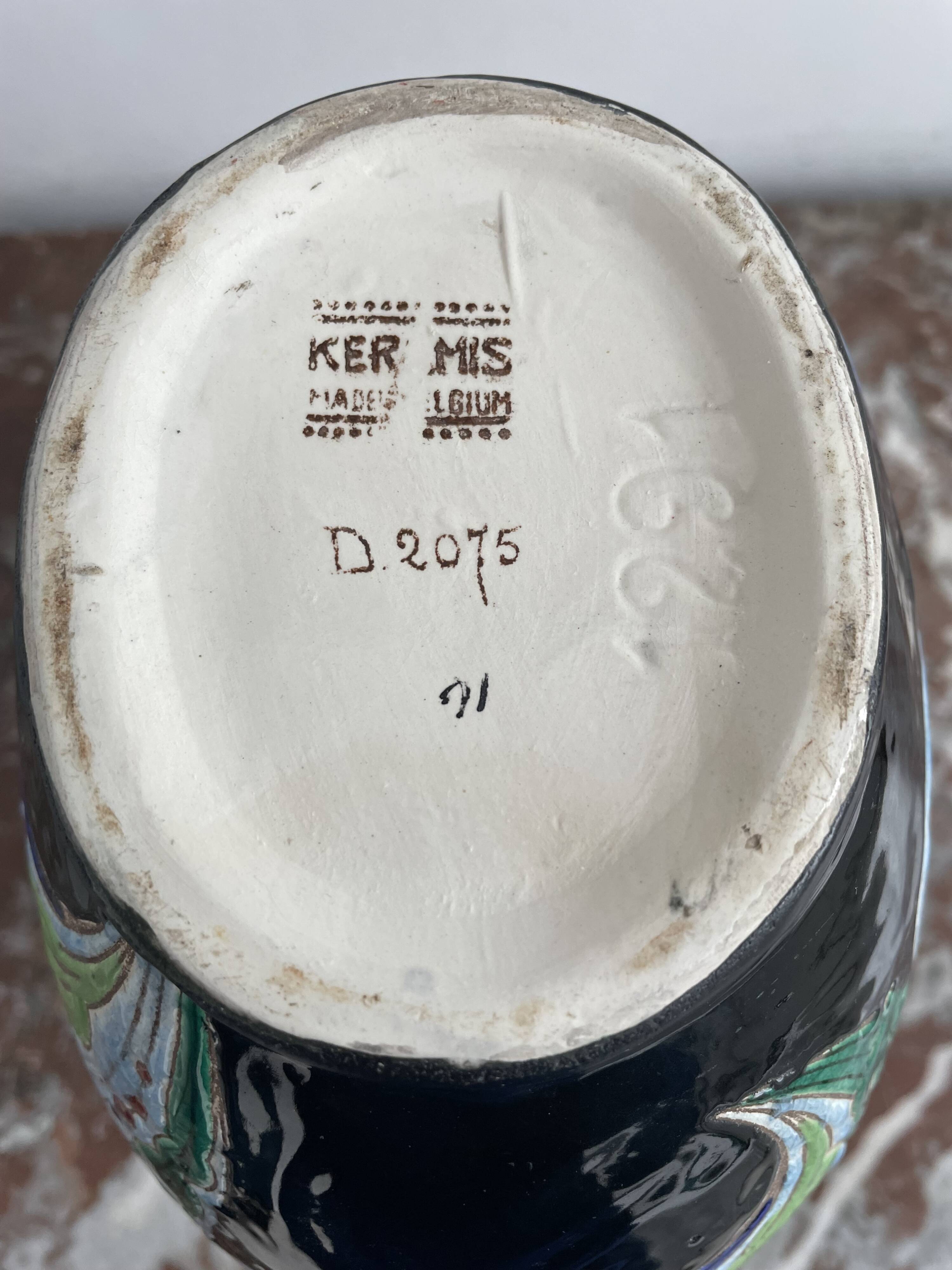 Ovoid vase, charles catteau, keramis, art deco period, fine earthenware, floral enamel decoration, vase col