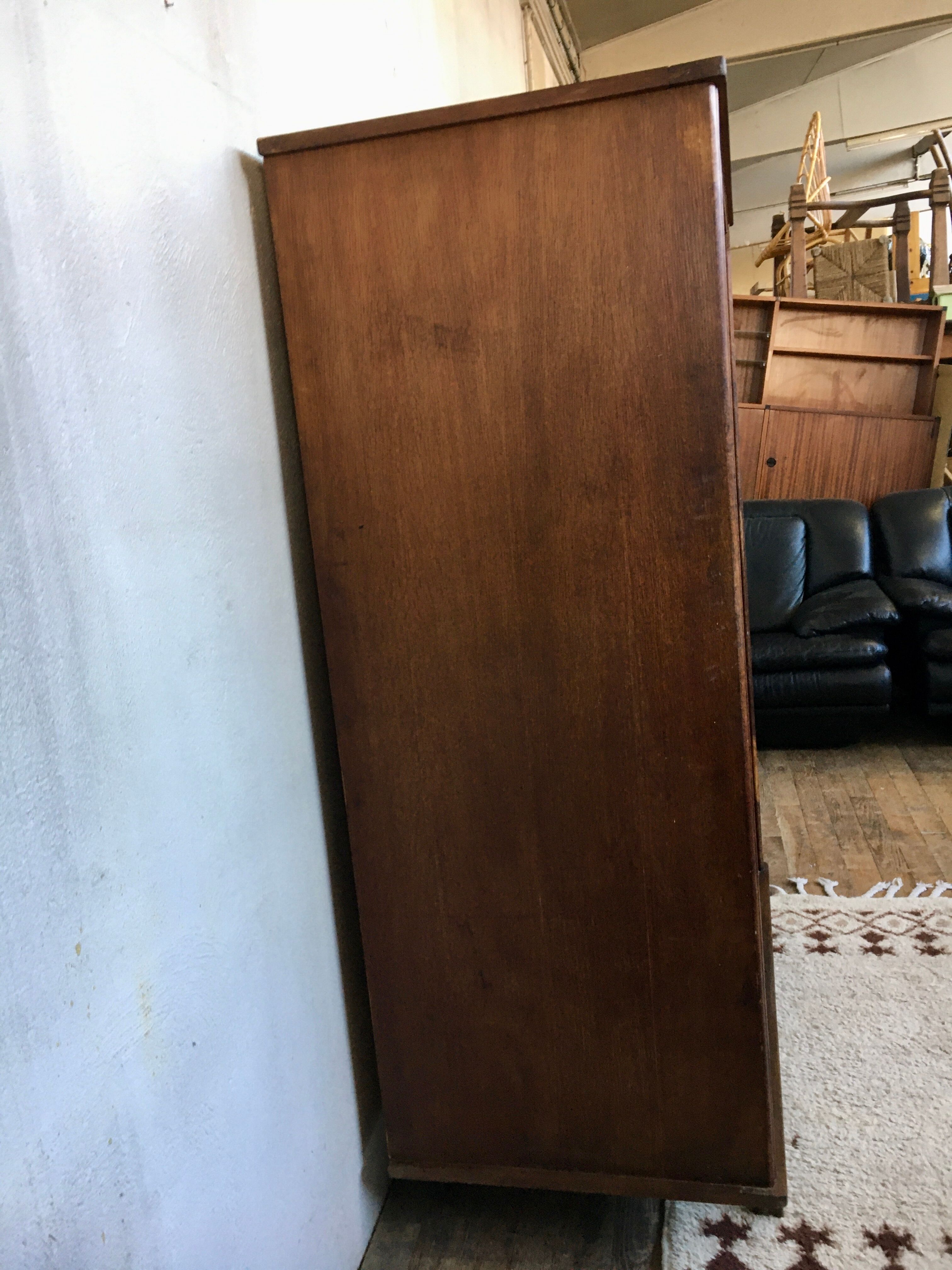 Armoire Parisienne Vitrée Ancienne En Chene Et Pin Avec 2 Portes Entierement Renovee