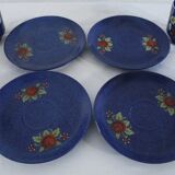 Vintage coffee set - blue and red flower patterns