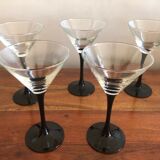 Lot de 6 verres à pied noir martini Luminarc 70s vintage