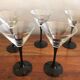 Lot of 6 glasses black martini Luminarc 70s vintage
