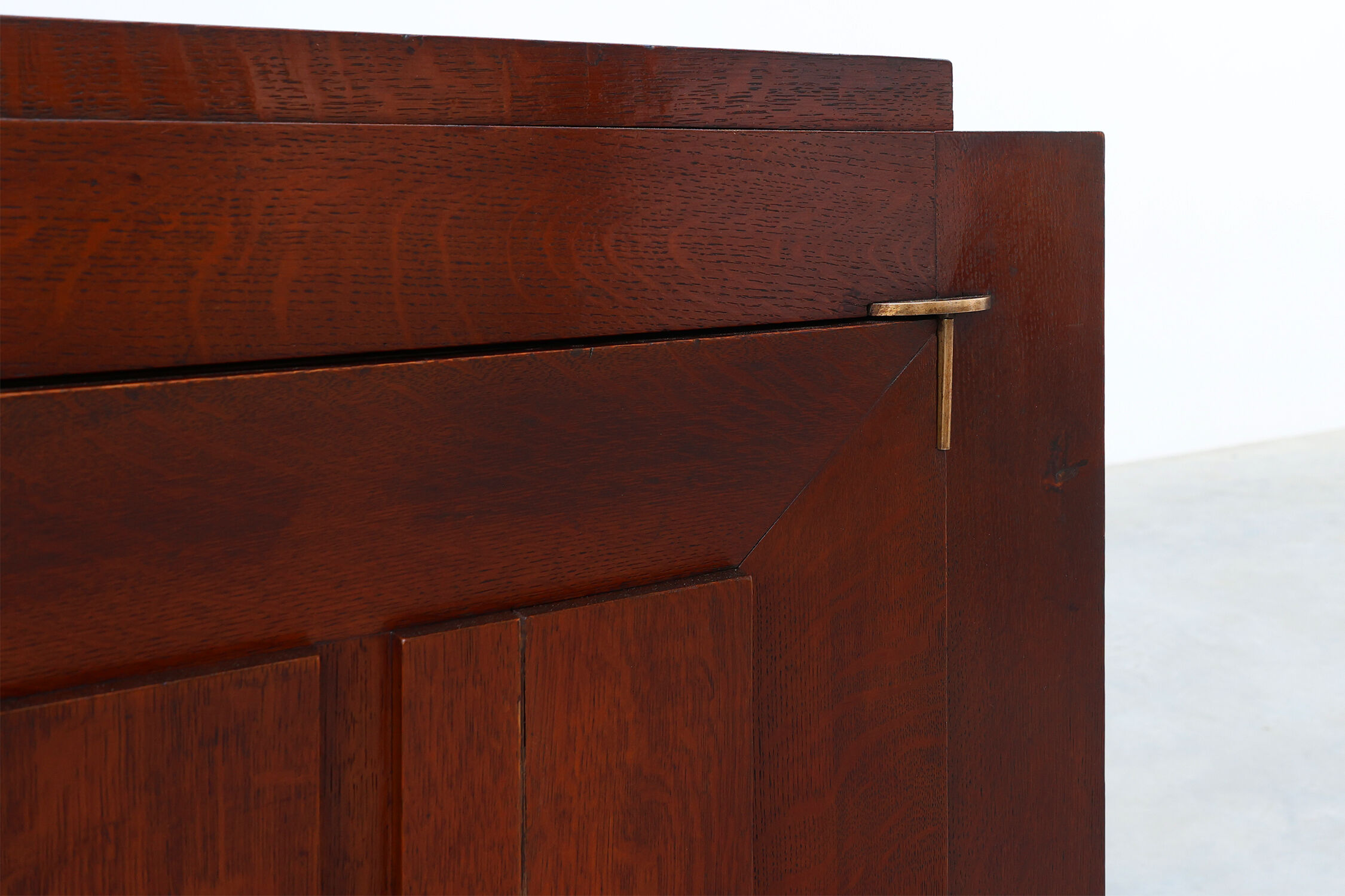 Art Deco carved geometric sideboard by Charles Dudouyt in oak, France ca. 1