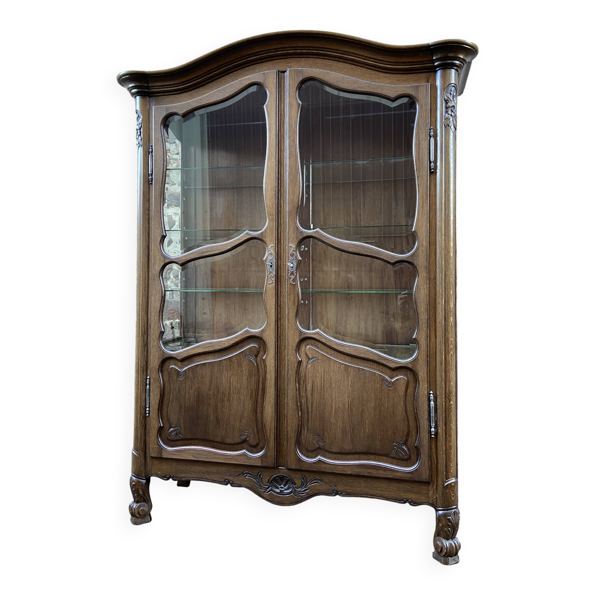 Display Cabinet Silver Cabinet Bookcase Provence Rocaille Louis XV Carved Oak 1960