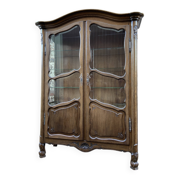 Display Cabinet Silver Cabinet Bookcase Provence Rocaille Louis XV Carved Oak 1960