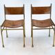 Set of 4 Brass and Leather Chairs by Luciano Frigerio, Italy, 1970s