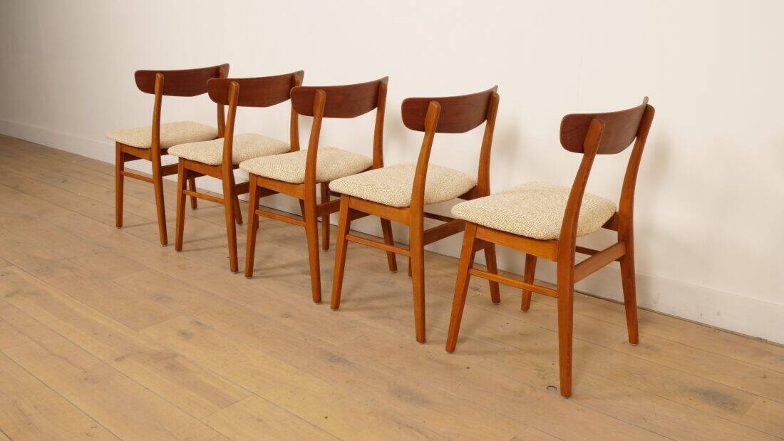 5 x dining chair | Farstrup | Model 210 | Restored | Cream/yellow