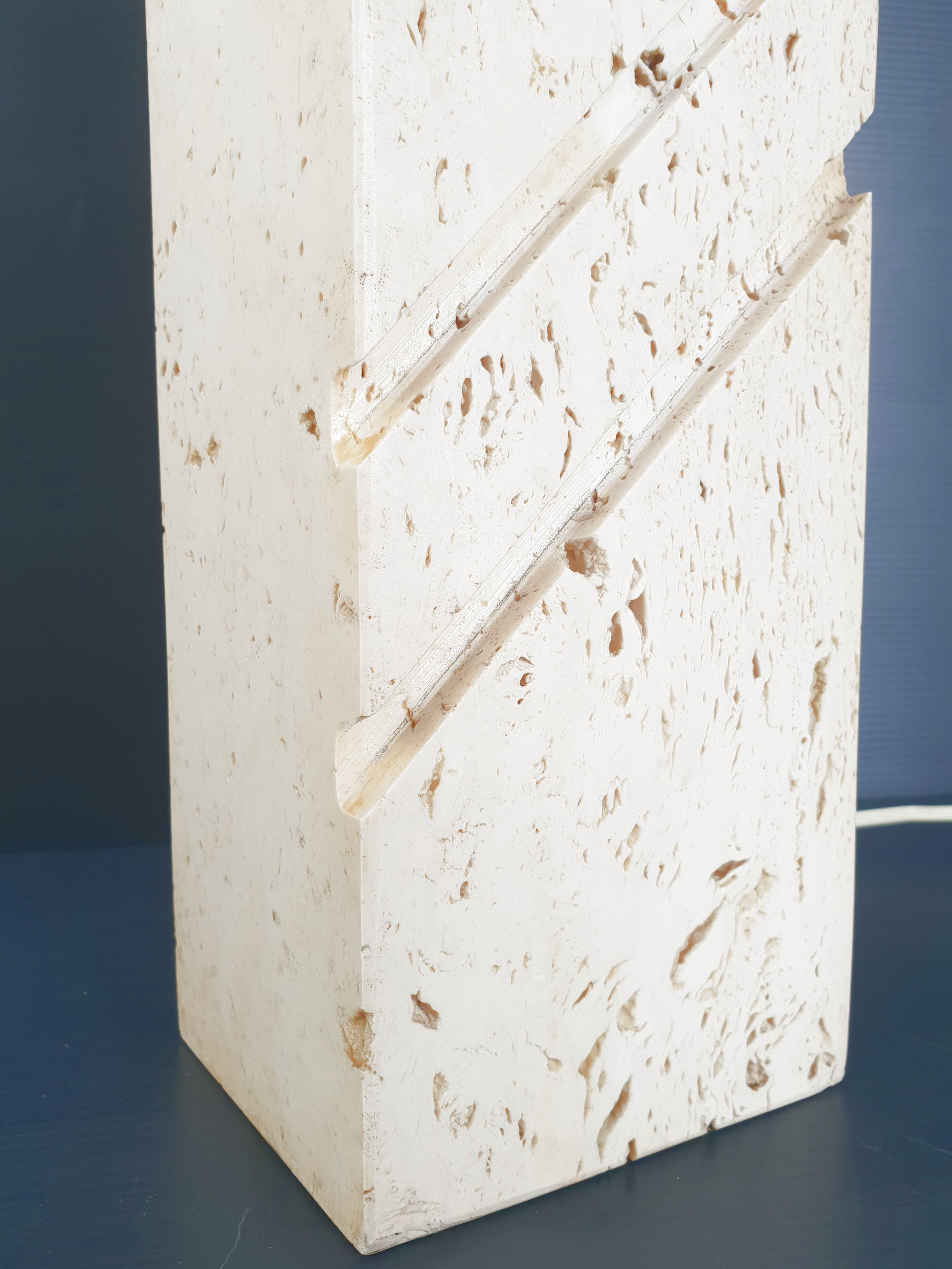 LUM lamp foot in vintage 1970 travertine