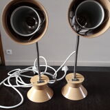 Set of two Armelec 92 beige workshop lamps 1950