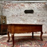 Flat desk in natural wood Louis XV style