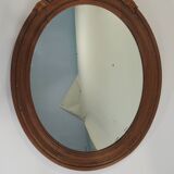 Antique oval mirror in carved wood – Louis XVI style, ribbon bow decoration, mid