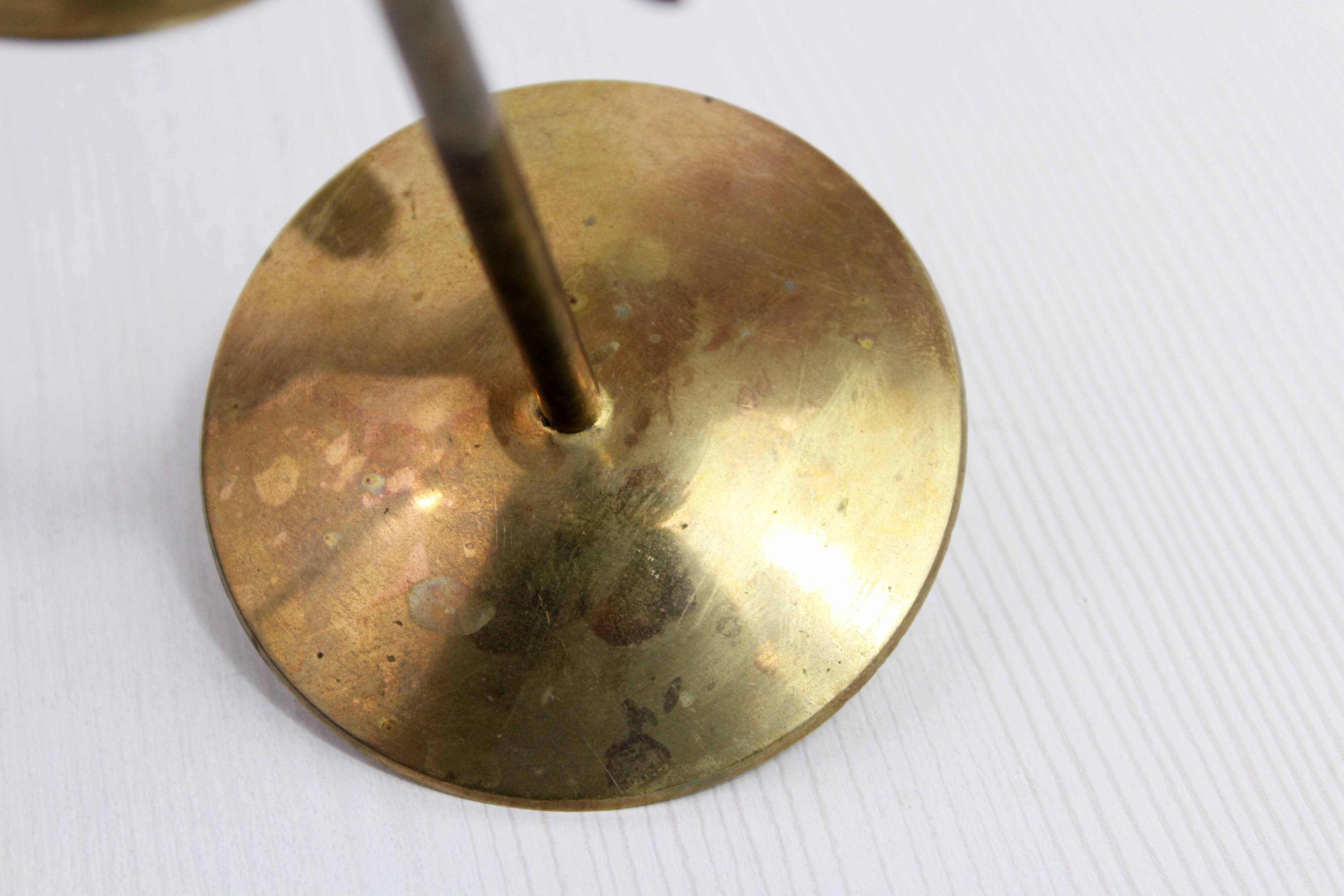 Set of 3 brass sun candle holders