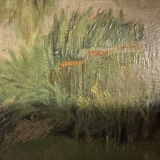 Antique painting, landscape with pond, signed and dated 1895