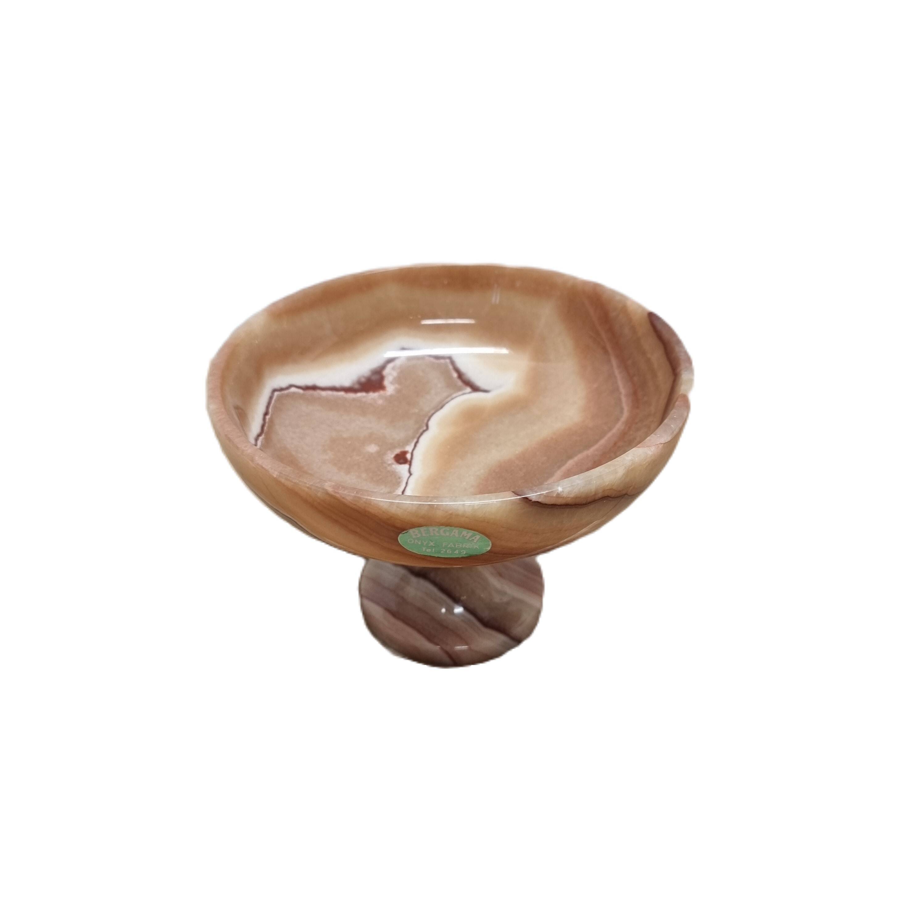 Vintage Onyx Marble Bowl On Foot 80s