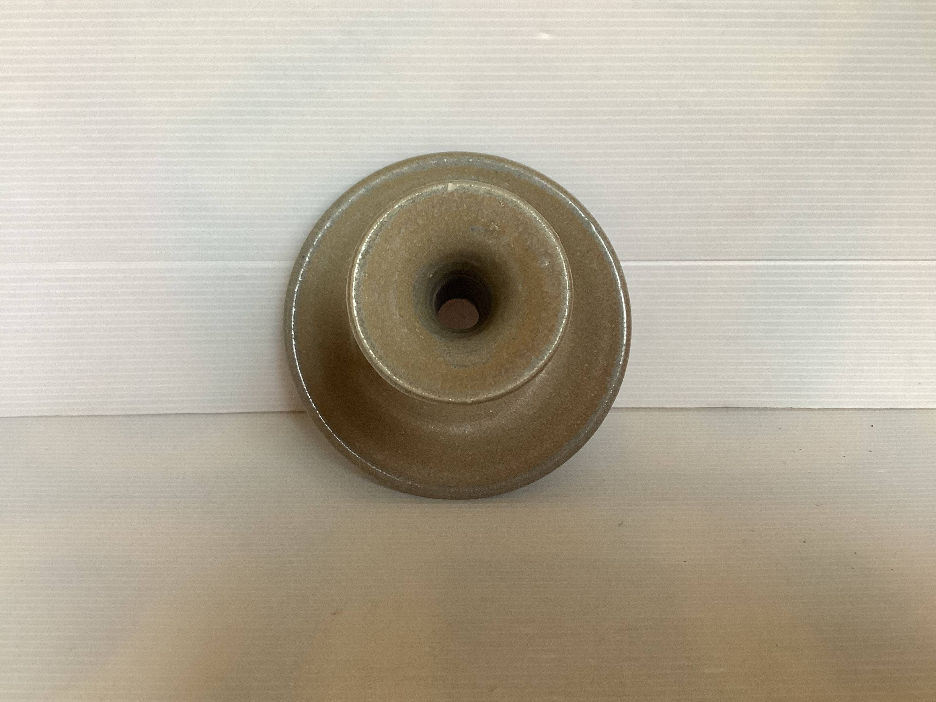 Beige and blue ceramic candlestick