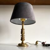 Solid brass and velvet lamp