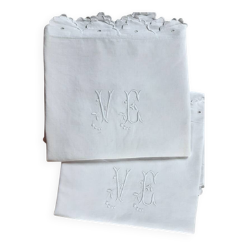 paire de taies d'oreiller monogrammées VE