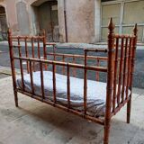 Charming wooden baby bed, 19th century style, faux bamboo