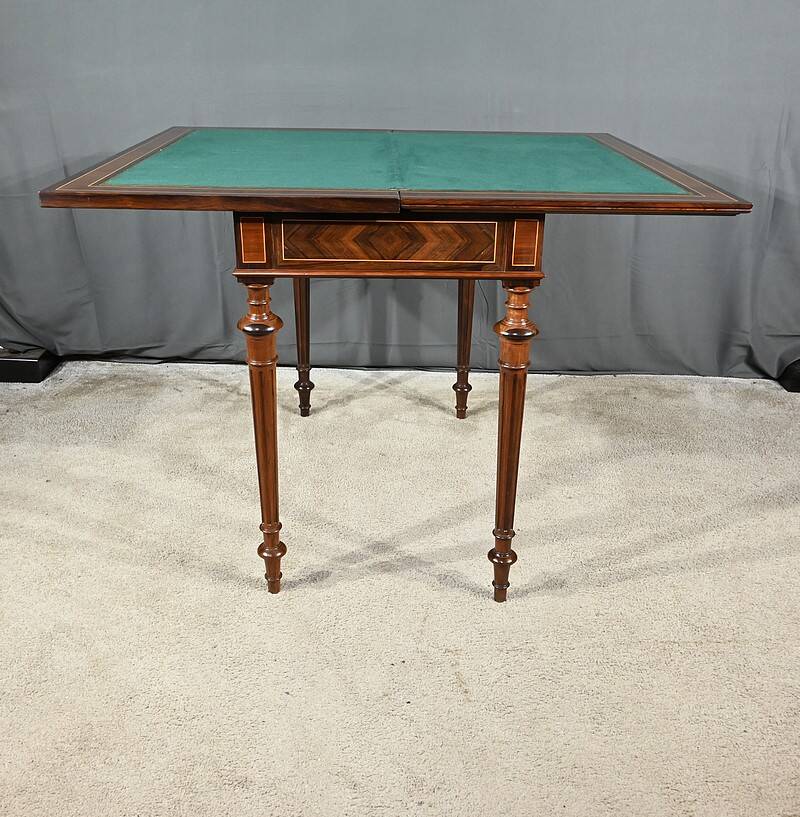 Marquetry system table, louis xvi style – 2nd half of the 19th century