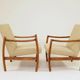 Pair of Scandinavian modern longue chairs green nebula 1970s