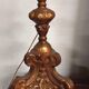 Antique 18th century candlestick lamp, gilded wood, electrified